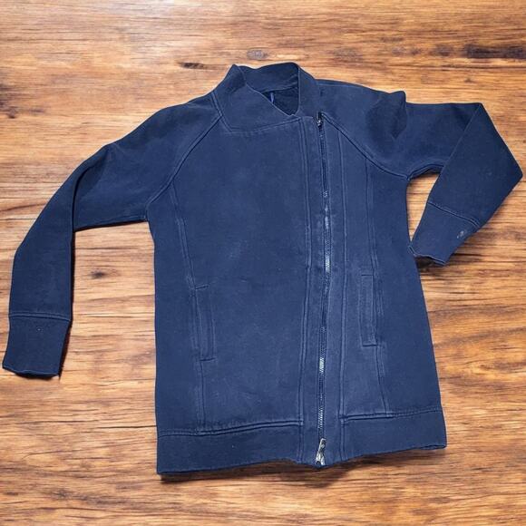 Lululemon Back to it Wrap Sweatshirt Jacket Blue Asymmetrical Zip Up Women's 8 - Picture 1 of 5
